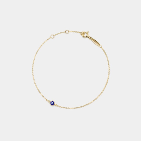 PERIMADE Turkish Evil Eye Charm Bracelet • Nazar Blue Eye Stacking Bracelet • Sterling Silver Friendship Jewelry • Trendy Best Friend Gift