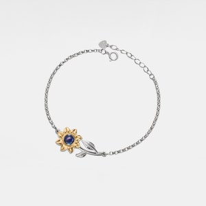 PERIMADE Sunflower Projection Bracelet • Personalized Picture Inside Bracelet • Sterling Silver Keepsake Jewelry • Trendy Best Friend Gift