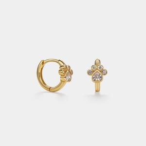 PERIMADE Zierliche Hundepfoten Creolen • Kleine Gold Herz Pfote Abdruck Ohrringe • Sterling Silber Freundschafts Schmuck • Trendy Best Friend Geschenk