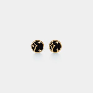 PERIMADE Boucles d'oreilles étoiles en agate noire • Clous d'oreilles pour couple en or assortis • Bijoux d'amitié en argent sterling • Cadeau tendance pour meilleur ami
