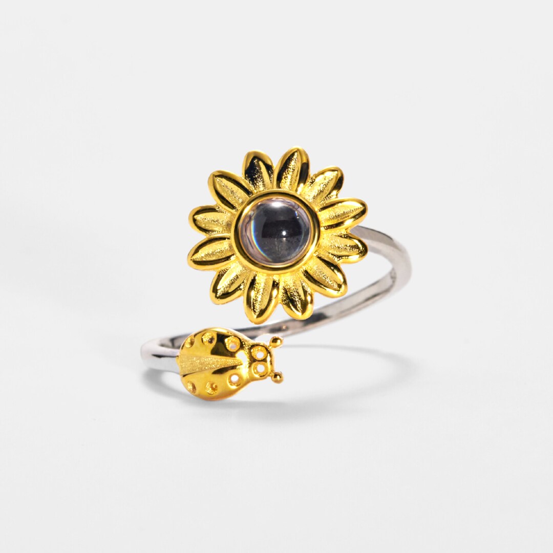 PERIMADE Photo Projection Ring • Custom Picture Sunflower Ring ...