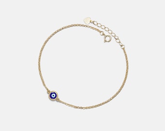 PERIMADE Turkish Evil Eye Anklet • Nazar Blue Eye Ankle Bracelet • Sterling Silver Friendship Jewelry • Trendy Best Friend Gift