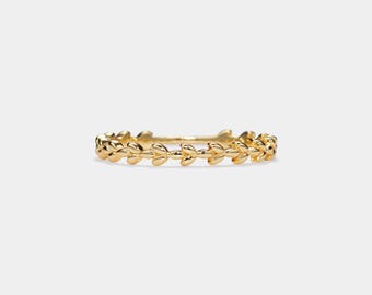 PERIMADE Olive Tree Leaf Band Ring • Dainty Gold Leaf Stacking Thin Ring • Sterling Silver Friendship Jewelry • Trendy Best Friend Gift