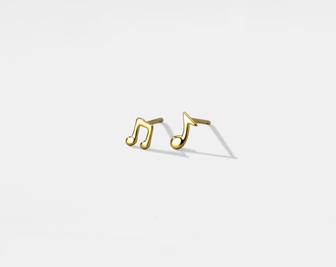 PERIMADE Musical Note Stud Earrings • Tiny Small Music Note Earrings • Sterling Silver Friendship Jewelry • Trendy Best Friend Gift