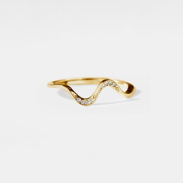 Anillo de playa con olas del océano PERIMADE • Anillo minimalista apilable con diseño marino • Joyería de plata de ley • Regalo de amistad