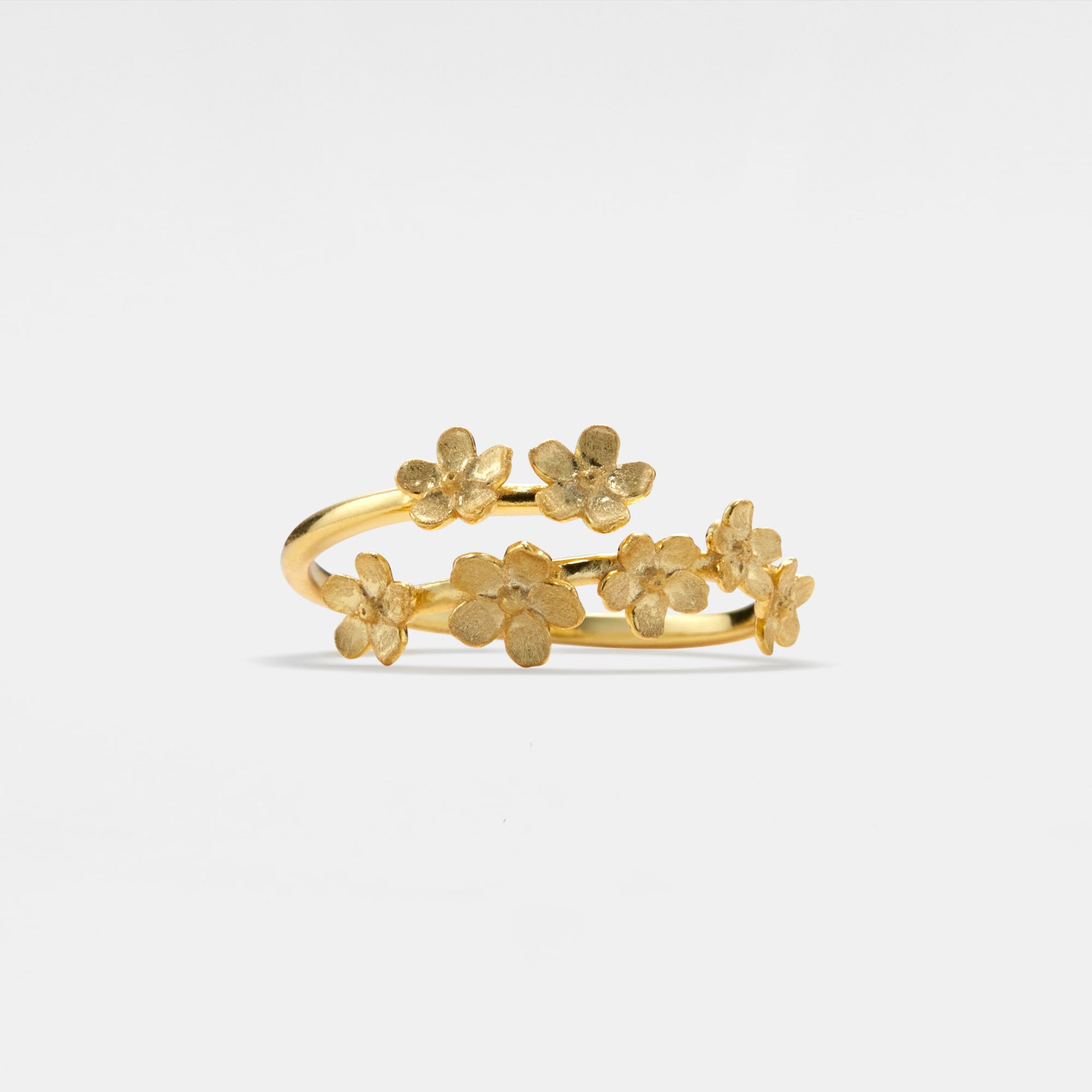 PERIMADE Cherry Blossom Bypass Ring • Gold Sakura Flower Stacking