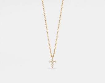 PERIMADE Dainty Cross Charm Pendant • Tiny Gold Cross Layering Necklace • Sterling Silver Friendship Jewelry • Trendy Best Friend Gift