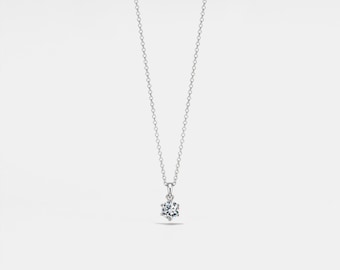 Pendentif solitaire en moissanite PERIMADE • Collier rond avec breloques en moissanite • Bijoux d'amitié en argent sterling • Cadeau tendance pour meilleur ami