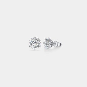 PERIMADE Moissanite Snowflake Earrings • Round Cut Moissanite Stud Earrings • Sterling Silver Wedding Jewelry • Trendy Best Friend Gift