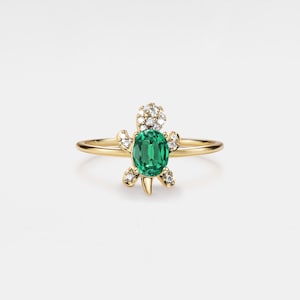 PERIMADE Sea Turtle Birthstone Ring • Custom Birthstone Stacking Beach Ring • Sterling Silver Friendship Jewelry • Trendy Best Friend Gift