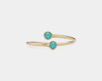 Anillo apilable PERIMADE Opal • Anillo ajustable tipo bypass • Joyería minimalista de plata de ley • Regalo de cumpleaños