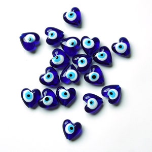 PERIMADE Turkish Evil Eye Necklace Charm • Blue Glass Evil Eye Bracelet Charm • Dainty Cute Heart Phone Pendant • Handbag Purse Accessories