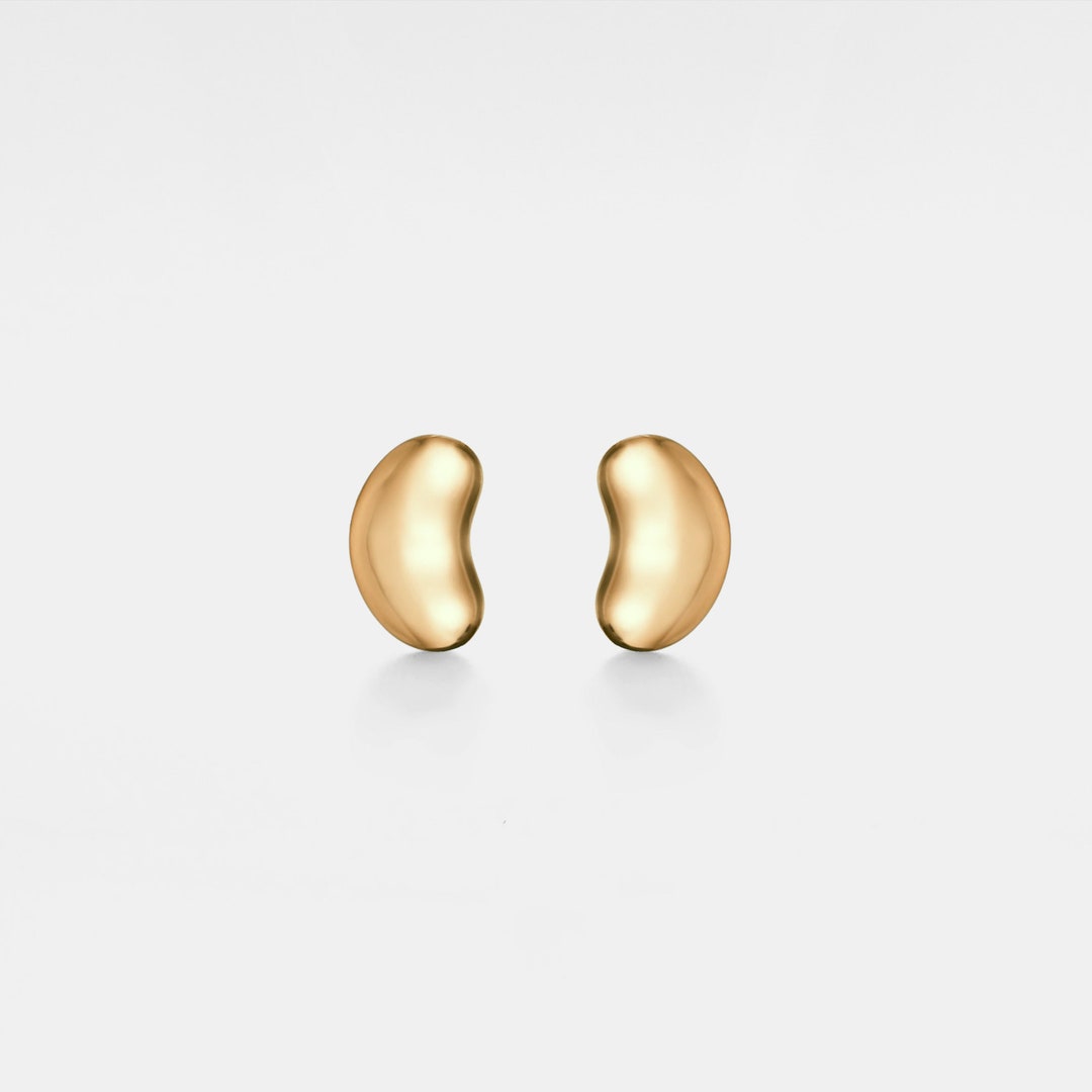 PERIMADE Dainty Bean Stud Earrings • Elegant Cute Gold Bean Earrings ...