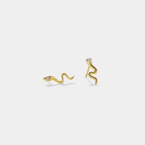 PERIMADE Small Snake Stud Earrings • Minimalist Snake Crawler Earrings • Sterling Silver Friendship Jewelry • Trendy Best Friend Gift