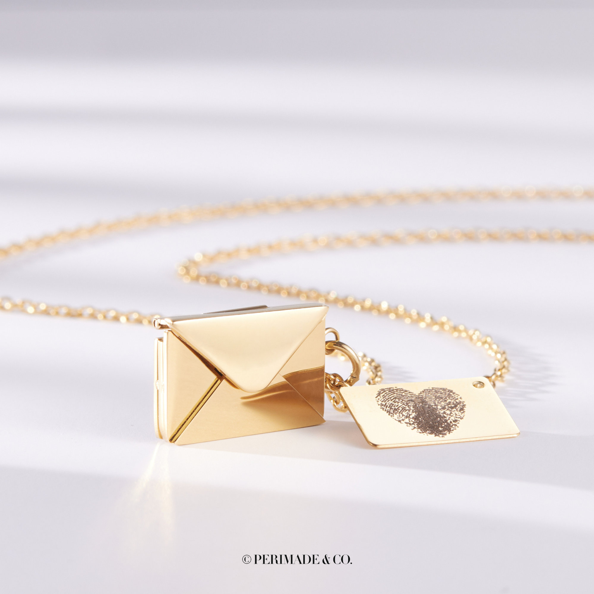 PERIMADE Custom Engraving Photo Locket • Gold Mail Envelope Couple Necklace • Sentimental Relationship Jewelry • Trendy Best Friend Gift