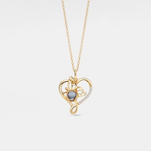PERIMADE Butterfly Heart Projection Necklace • Personalized Picture Inside Jewelry • Custom Memorial Photo Pendant • Trendy Best Friend Gift