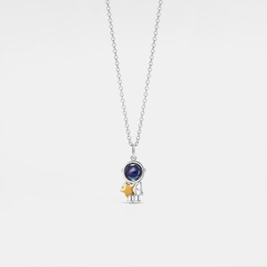 PERIMADE Astronaut Star Projection Necklace • Custom Spaceman Picture Pendant • Minimalist Pet Memorial Jewelry • Trendy Best Friend Gift