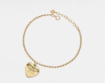 PERIMADE Brazalete con medallón con foto de corazón • Dije con medallón con imagen personalizada • Joyería de recuerdo de plata esterlina • Regalo moderno para el mejor amigo