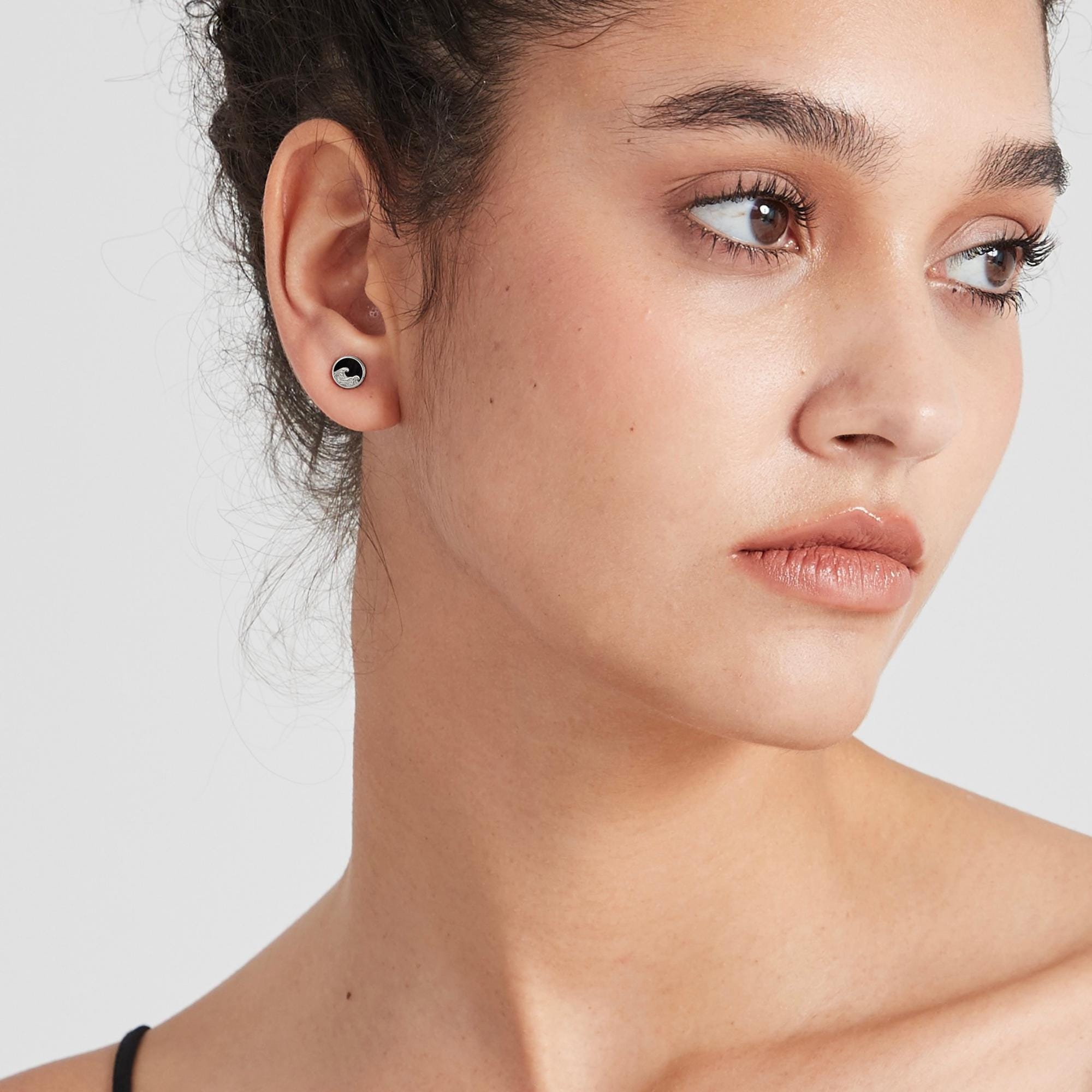 PERIMADE Mountain Ocean Stud Earrings • Black Agate Matching