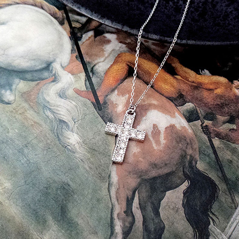PERIMADE 18K Gold Plated Sterling Silver Faux Diamond Cross Pendant Mother/'s Day Gift Gold Cross Necklace for Women
