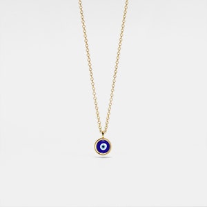 PERIMADE Turkish Evil Eye Charm Pendant Nazar Blue Eye Layering Necklace Sterling Silver Friendship Jewelry Trendy Best Friend Gift Złoto