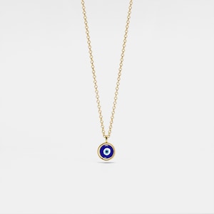 PERIMADE Turkish Evil Eye Charm Pendant Nazar Blue Eye Layering Necklace Sterling Silver Friendship Jewelry Trendy Best Friend Gift Złoto