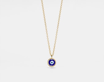 Colgante de amuleto de mal de ojo turco PERIMADE • Collar de capas de ojos azules de Nazar • Joyería de amistad de plata de ley • Regalo de moda para mejores amigos