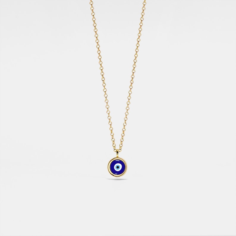 PERIMADE Turkish Evil Eye Charm Pendant Nazar Blue Eye Layering Necklace Sterling Silver Friendship Jewelry Trendy Best Friend Gift Gold