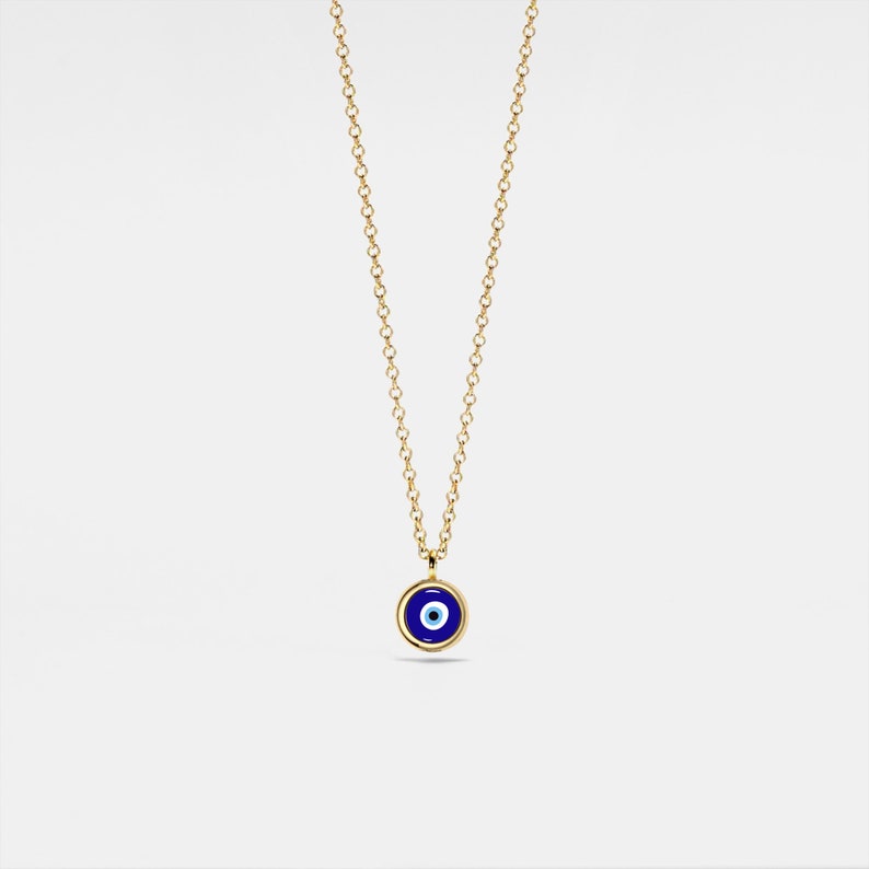 PERIMADE Turkish Evil Eye Charm Pendant • Nazar Blue Eye Layering Necklace • Sterling Silver Friendship Jewelry • Trendy Best Friend Gift Gold