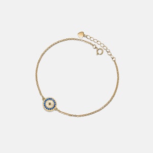 PERIMADE Türkisches Evil Eye Charm Armband • Nazar Blue Eye Stacking Armband • Sterling Silber Freundschaftsschmuck • Passendes Best Friend Geschenk
