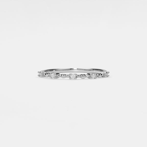 PERIMADE Moissanite Thin Band Ring • Round Cut Moissanite Stacking Ring • Sterling Silver Engagement Jewelry • Trendy Best Friend Gift