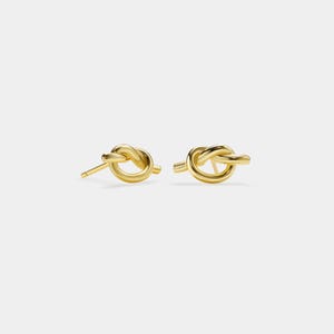 PERIMADE Heart Knot Stud Earrings • Small Dainty Gold Knot Earrings • Sterling Silver Friendship Jewelry • Trendy Best Friend Gift