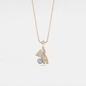 PERIMADE Teddy Bear Projection Necklace • Personalized Picture Inside Pendant • Sterling Silver Keepsake Jewelry • Trendy Best Friend Gift