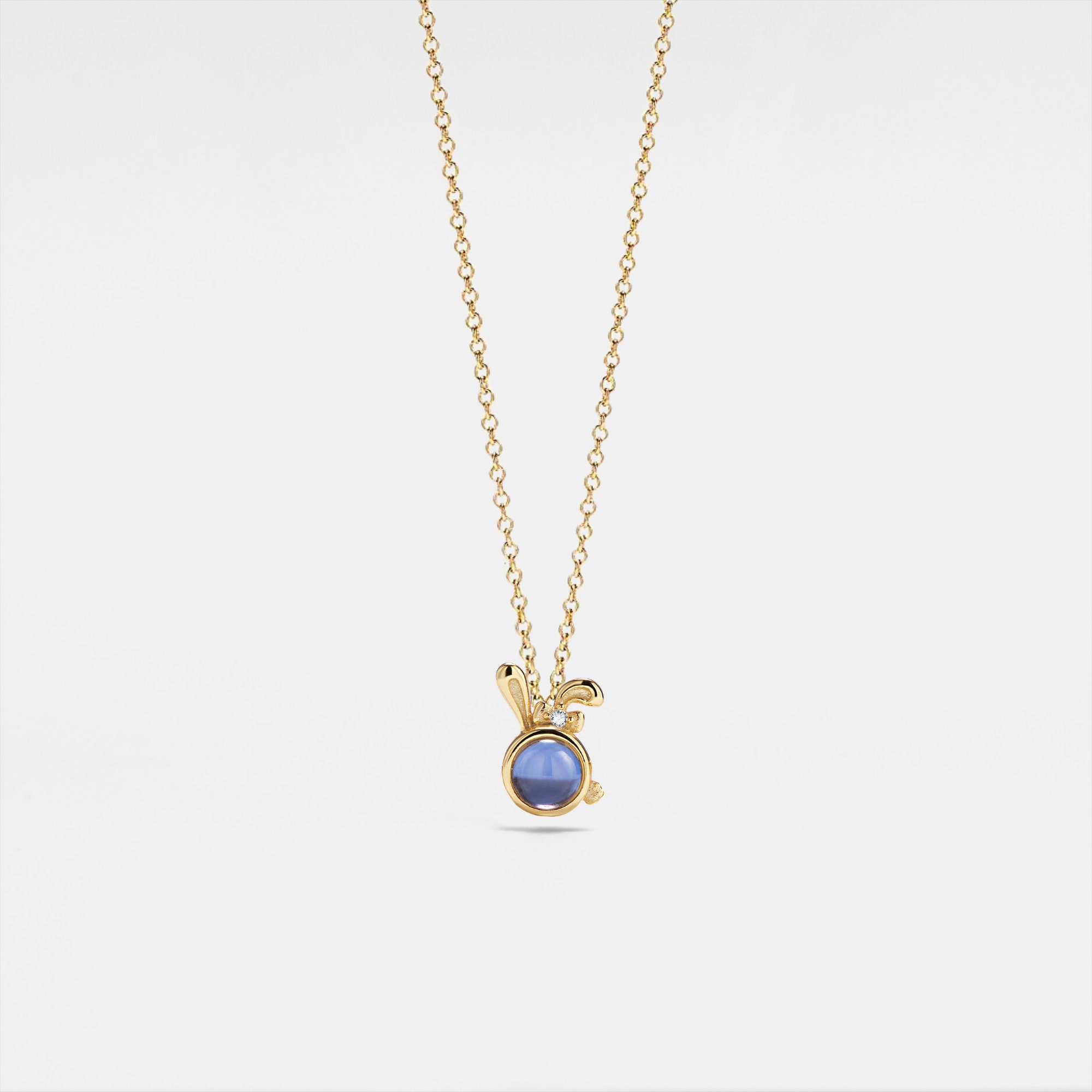 PERIMADE Bunny Photo Projection Necklace • Personalized Picture Inside Pendant • Sterling Silver Keepsake Jewelry • Trendy Best Friend Gift