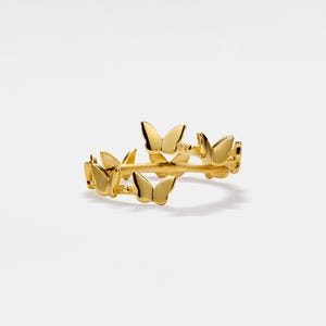 PERIMADE Gold Butterfly Bypass Ring • Dainty Butterfly Stacking Ring • Sterling Silver Friendship Jewelry • Trendy Best Friend Gift