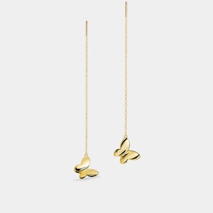 PERIMADE Butterfly Threader Earrings • Elegant Butterfly Drop Dangle Earrings • Sterling Silver Friendship Jewelry • Trendy Best Friend Gift
