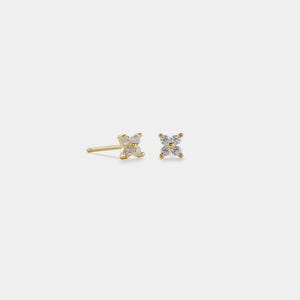 PERIMADE Tiny Small Flower Stud Earrings • Dainty Four Petal Flower Earrings • Sterling Silver Friendship Jewelry • Trendy Best Friend Gift