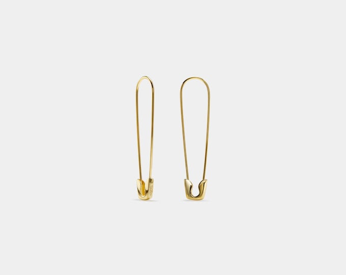 PERIMADE Safety Pin Hoop Earrings • Dainty Gold Safety Pin Earrings • Sterling Silver Friendship Jewelry • Trendy Best Friend Gift