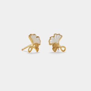 PERIMADE Perlmutt Ginkgo Ohrringe • Kleine Ginkgo Blatt Ohrstecker • Sterling Silber Freundschaftsschmuck • Trendy Beste Freundin Geschenk