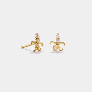 PERIMADE Winzige Gold Iris Ohrstecker • Zierliche kleine Iris Blumen Ohrringe • Sterling Silber Freundschaftsschmuck • Trendiges Geschenk für den besten Freund