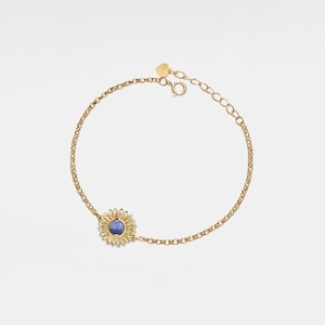 Bracciale con proiezione fotografica a forma di girasole PERIMADE • Bracciale con immagine personalizzata all'interno • Gioiello ricordo in argento sterling • Regalo per il migliore amico
