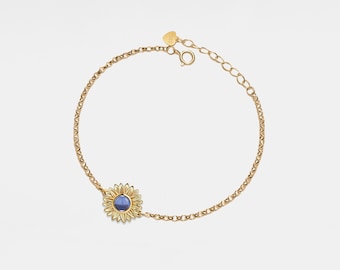 PERIMADE Sunflower Photo Projection Bracelet • Personalized Picture Inside Bracelet • Sterling Silver Keepsake Jewelry • Best Friend Gift