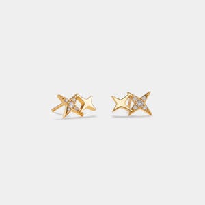 PERIMADE Dainty Gold Star Stud Earrings • Tiny Minimalist Star Stud Earrings • Sterling Silver Friendship Jewelry • Trendy Best Friend Gift