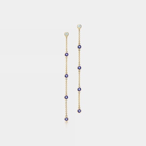 Pendientes colgantes con forma de ojo turco PERIMADE • Pequeños pendientes con forma de ojo azul de Nazar • Joyas de la amistad en plata de ley • Regalo moderno para el mejor amigo
