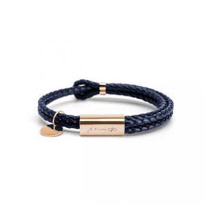 PERIMADE Custom Engraving Bracelet Personalized Friendship Jewelry Handmade Braided Rope Bracelet Couple Bracelet Matching Bracelet Blue/RoseGold-1pc