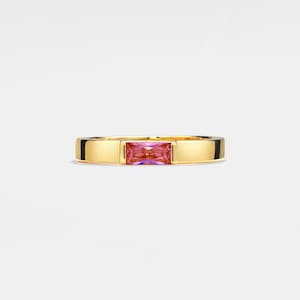 PERIMADE Single Birthstone Wedding Band • Custom Engrave Name Stacking Ring • Sterling Silver Friendship Jewelry • Trendy Best Friend Gift