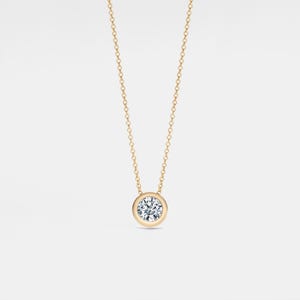 PERIMADE Round Cut Moissanite Pendant • Moissanite Layering Wedding Necklace • Sterling Silver Friendship Jewelry • Trendy Best Friend Gift