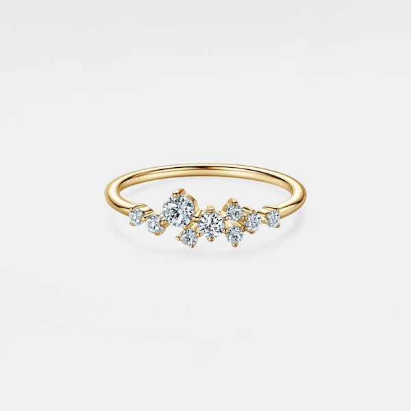 PERIMADE Moissaniet-sterrenclusterring • Moissaniet stapelbare verlovingsring • Sterlingzilveren vriendschapssieraden • Trendy cadeau voor beste vriend
