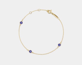 PERIMADE Evil Eye Bracelet • Turkish Nazar Station Bracelet • Sterling Silver Protection Jewelry • Birthday Gift