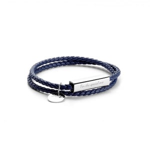 PERIMADE Custom Engraving Bracelet Personalized Friendship Jewelry Handmade Braided Rope Bracelet Couple Bracelet Matching Bracelet Blue/Silver-1 Pc